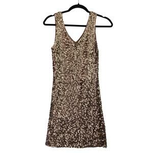 Amber Blue Gold Metallic Sequin Cocktail Party Bodycon Mini Dress Size Medium